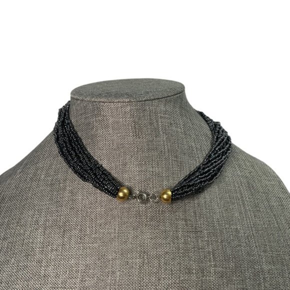 Hematite Beaded Choker Necklace - Picture 3 of 3
